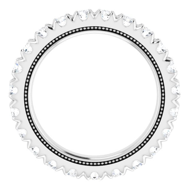 Platinum Round Natural Diamond Milgrain French-Set Eternity Band – 2.5 mm Stones - view 2