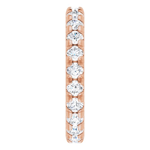 14K Gold Round Natural Diamond Milgrain French-Set Eternity Band – 2.5 mm Stones - Rose Gold - view 4