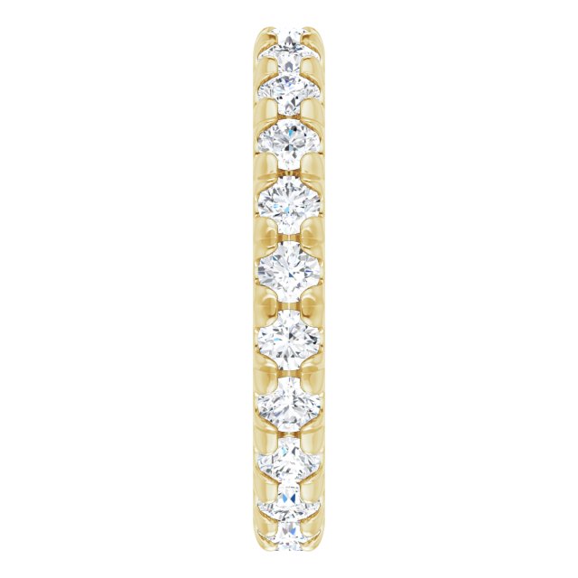 14K Gold Round Lab-Grown Diamond Milgrain French-Set Eternity Band – 2.5 mm Stones - Yellow Gold - view 4