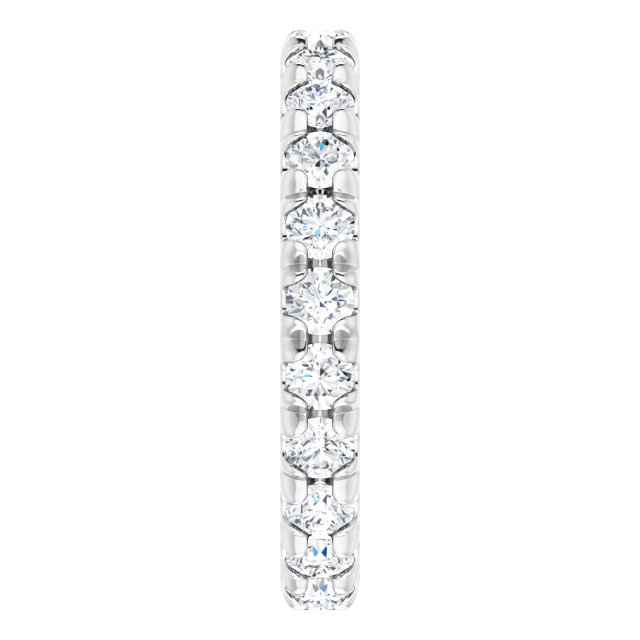14K Gold Round Lab-Grown Diamond Milgrain French-Set Eternity Band – 2.5 mm Stones - White Gold - view 4
