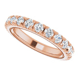 14K Gold Round Lab-Grown Diamond Milgrain French-Set Eternity Band – 2.5 mm Stones - Rose Gold - view 5
