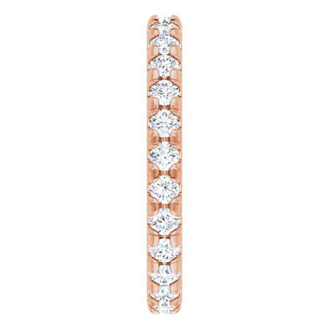 14K Gold Round Natural Diamond Milgrain French-Set Eternity Band – 2 mm Stones - Rose Gold - view 4