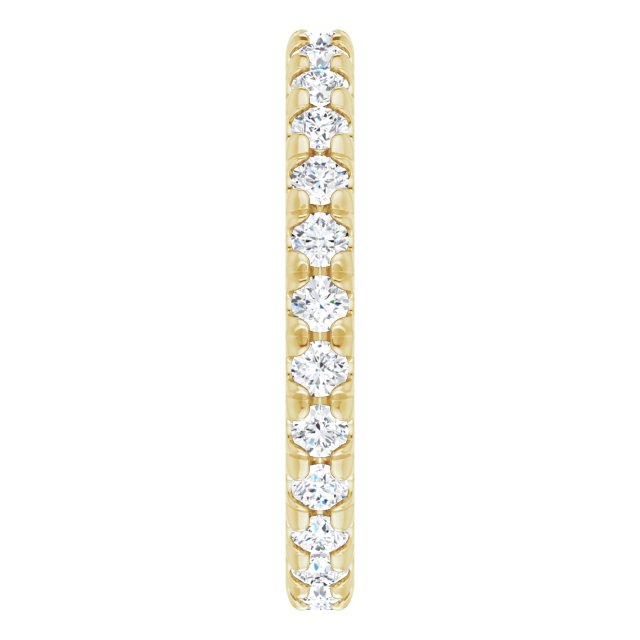 14K Gold Round Natural Diamond Milgrain French-Set Eternity Band – 2 mm Stones - Yellow Gold - view 4