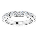 Platinum Round Natural Diamond Milgrain French-Set Eternity Band – 2.5 mm Stones - view 3