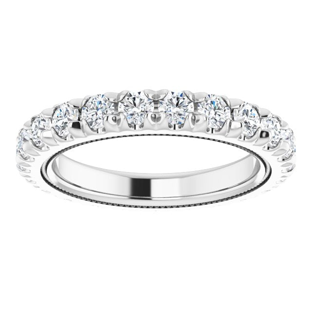 Platinum Round Natural Diamond Milgrain French-Set Eternity Band – 2.5 mm Stones - view 3