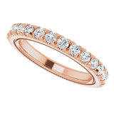 14K Gold Round Lab-Grown Diamond Milgrain French-Set Eternity Band – 2 mm Stones - Rose Gold - view 5