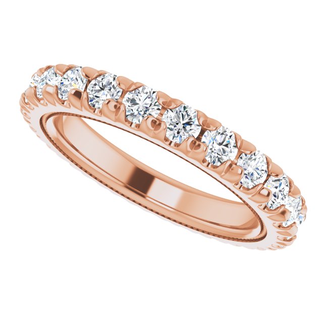 14K Gold Round Lab-Grown Diamond Milgrain French-Set Eternity Band – 2.5 mm Stones - Rose Gold - view 5