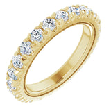 14K Gold Round Natural Diamond Milgrain French-Set Eternity Band – 2.5 mm Stones - Yellow Gold