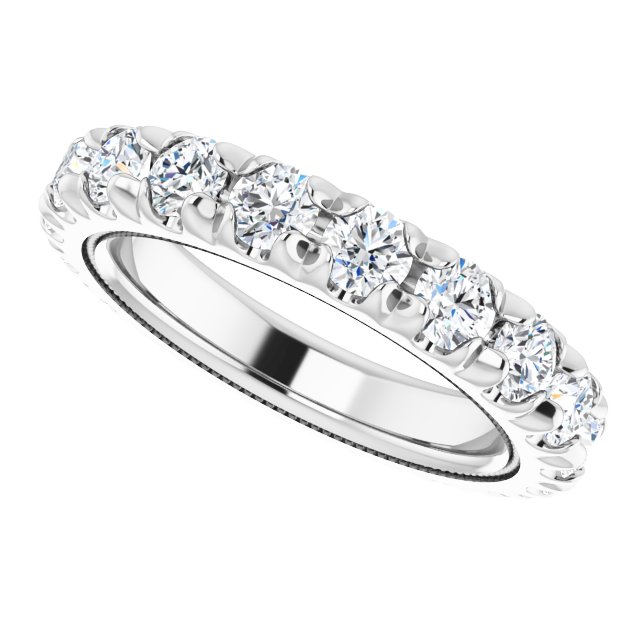 Platinum Round Lab-Grown Diamond Milgrain French-Set Eternity Band – 3 mm Stones - view 5