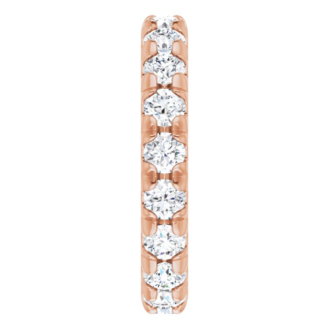 14K Gold Round Natural Diamond Milgrain French-Set Eternity Band – 3 mm Stones - Rose Gold - view 4