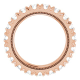 14K Gold Round Lab-Grown Diamond Milgrain French-Set Eternity Band – 3 mm Stones - Rose Gold - view 2