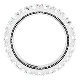 Platinum Round Natural Diamond Milgrain French-Set Eternity Band – 3 mm Stones - view 2