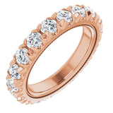 14K Gold Round Natural Diamond Milgrain French-Set Eternity Band – 3 mm Stones - Rose Gold