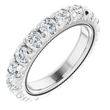 14K Gold Round Lab-Grown Diamond Milgrain French-Set Eternity Band – 3 mm Stones - White Gold
