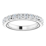 Platinum Round Natural Diamond Milgrain French-Set Eternity Band – 2.5 mm Stones - view 3