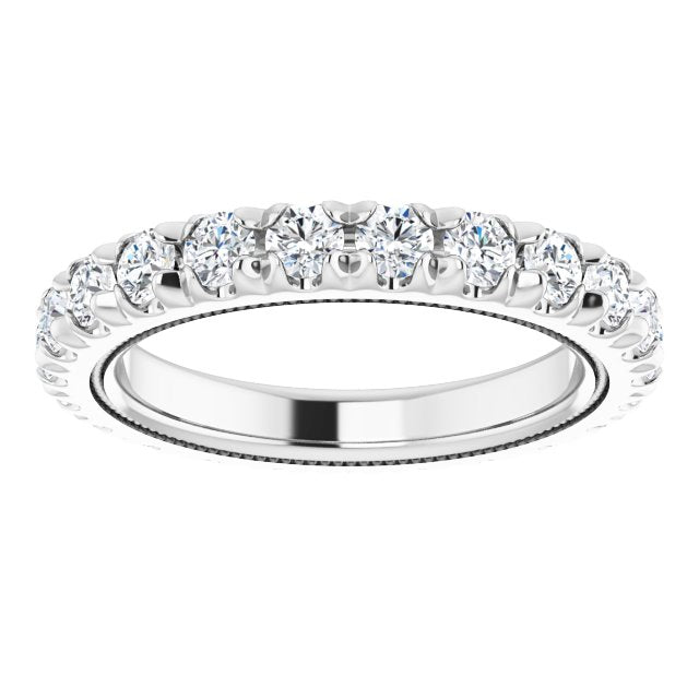 Platinum Round Natural Diamond Milgrain French-Set Eternity Band – 2.5 mm Stones - view 3
