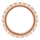 14K Gold Round Lab-Grown Diamond Milgrain French-Set Eternity Band – 2.5 mm Stones - Rose Gold - view 2