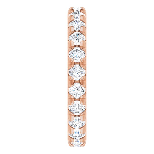 14K Gold Round Lab-Grown Diamond Milgrain French-Set Eternity Band – 2.5 mm Stones - Rose Gold - view 4