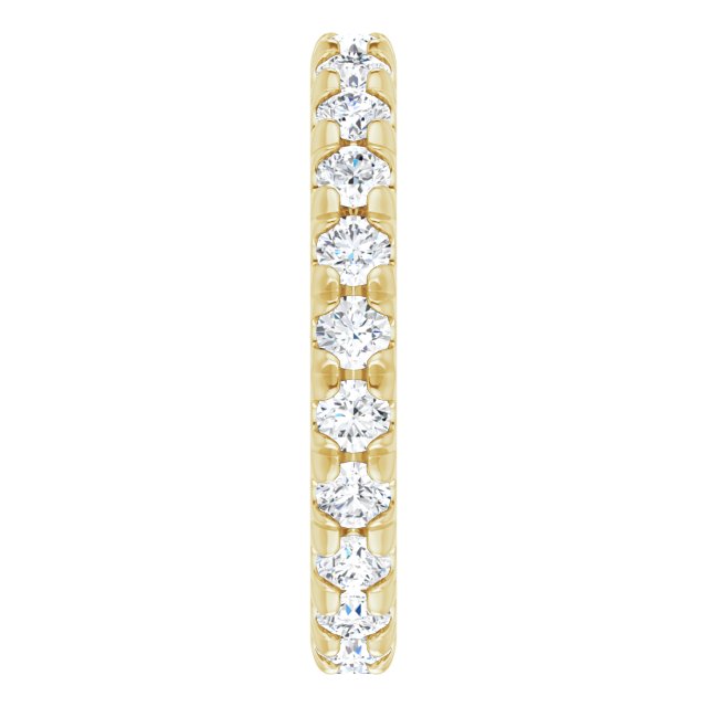 14K Gold Round Lab-Grown Diamond Milgrain French-Set Eternity Band – 2.5 mm Stones - Yellow Gold - view 4