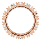 14K Gold Round Lab-Grown Diamond Milgrain French-Set Eternity Band – 3 mm Stones - Rose Gold - view 2