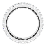Platinum Round Natural Diamond Milgrain French-Set Eternity Band – 3 mm Stones - view 2