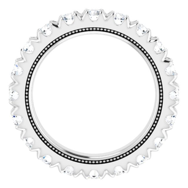 Platinum Round Natural Diamond Milgrain French-Set Eternity Band – 3 mm Stones - view 2