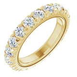 14K Gold Round Natural Diamond Milgrain French-Set Eternity Band – 3 mm Stones - Yellow Gold