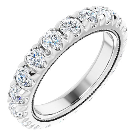 Platinum Round Lab-Grown Diamond Milgrain French-Set Eternity Band – 3 mm Stones