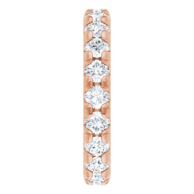 14K Gold Round Lab-Grown Diamond Milgrain French-Set Eternity Band – 3 mm Stones - Rose Gold - view 4