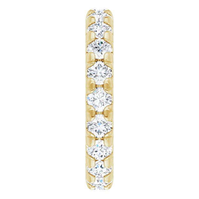 14K Gold Round Lab-Grown Diamond Milgrain French-Set Eternity Band – 3 mm Stones - Yellow Gold - view 4