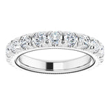 Platinum Round Natural Diamond Milgrain French-Set Eternity Band – 3 mm Stones - view 3