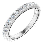 Platinum Round Lab-Grown Diamond Milgrain French-Set Eternity Band – 2 mm Stones