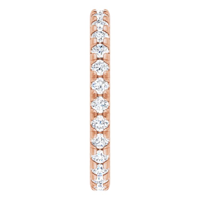 14K Gold Round Natural Diamond Milgrain French-Set Eternity Band – 2 mm Stones - Rose Gold - view 4