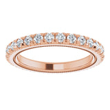 14K Gold Round Lab-Grown Diamond Milgrain French-Set Eternity Band – 2 mm Stones - Rose Gold - view 3