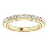 14K Gold Round Lab-Grown Diamond Milgrain French-Set Eternity Band – 2 mm Stones - Yellow Gold - view 3
