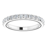 Platinum Round Natural Diamond Milgrain French-Set Eternity Band – 2 mm Stones - view 3