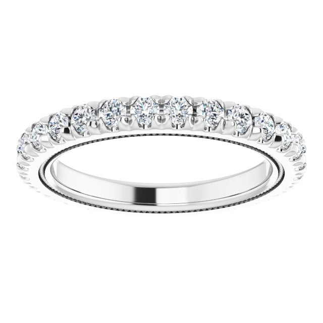 Platinum Round Lab-Grown Diamond Milgrain French-Set Eternity Band – 2 mm Stones - view 3