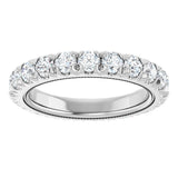 Platinum Round Lab-Grown Diamond Milgrain French-Set Eternity Band – 3 mm Stones - view 3