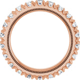 14K Gold Round Lab-Grown Diamond Milgrain French-Set Eternity Band – 3 mm Stones - Rose Gold - view 2