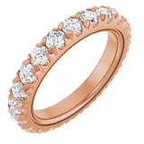 14K Gold Round Natural Diamond Milgrain French-Set Eternity Band – 3 mm Stones - Rose Gold