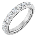 Platinum Round Natural Diamond Milgrain French-Set Eternity Band – 3 mm Stones