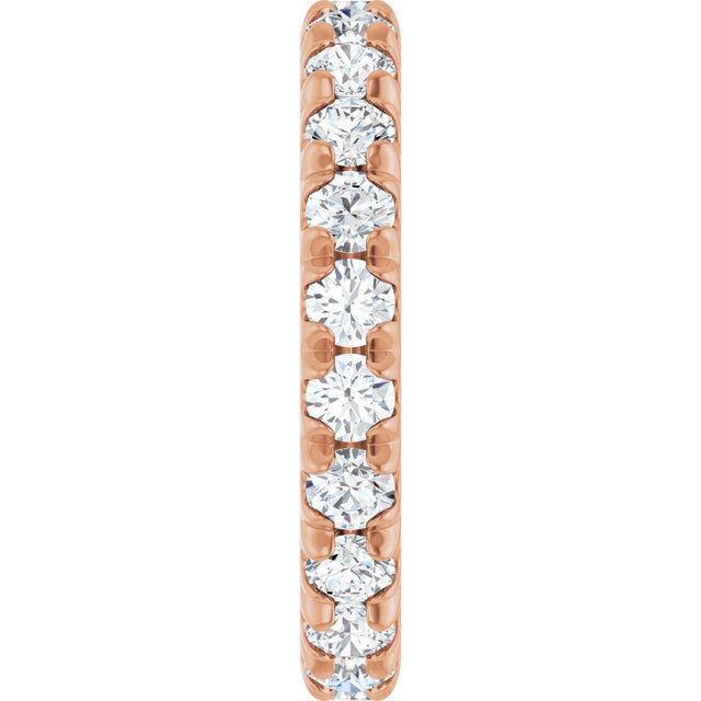 14K Gold Round Lab-Grown Diamond Milgrain French-Set Eternity Band – 3 mm Stones - Rose Gold - view 4
