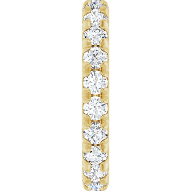 14K Gold Round Lab-Grown Diamond Milgrain French-Set Eternity Band – 3 mm Stones - Yellow Gold - view 4