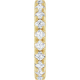 14K Gold Round Natural Diamond Milgrain French-Set Eternity Band – 3 mm Stones - Yellow Gold - view 4