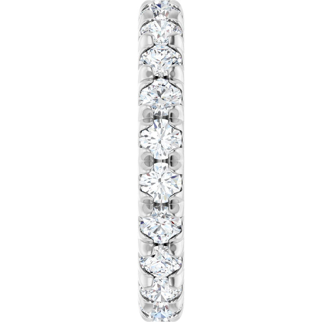 14K Gold Round Natural Diamond Milgrain French-Set Eternity Band – 3 mm Stones - White Gold - view 4