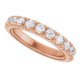 14K Gold Round Lab-Grown Diamond Milgrain French-Set Eternity Band – 3 mm Stones - Rose Gold - view 5