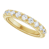 14K Gold Round Lab-Grown Diamond Milgrain French-Set Eternity Band – 3 mm Stones - Yellow Gold - view 5