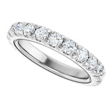 14K Gold Round Lab-Grown Diamond Milgrain French-Set Eternity Band – 3 mm Stones - White Gold - view 5