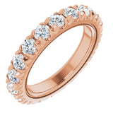 14K Gold Round Natural Diamond Milgrain French-Set Eternity Band – 3 mm Stones - Rose Gold