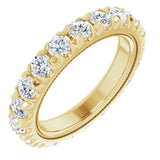 14K Gold Round Natural Diamond Milgrain French-Set Eternity Band – 3 mm Stones - Yellow Gold
